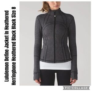 Lululemon Define Jacket In Heathered Herringbone Heathered Black Black Size 8